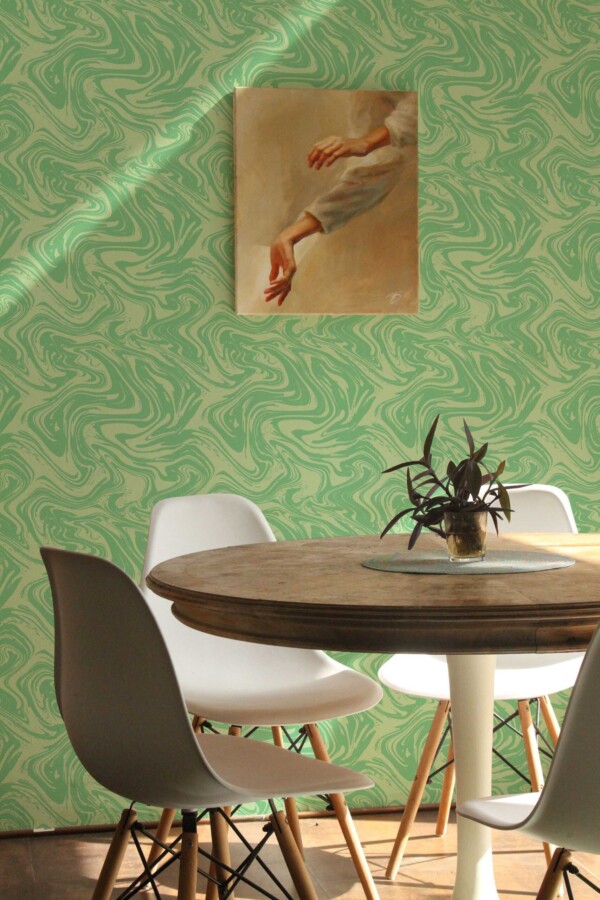 Fancy Walls green fun peel and stick wallpaper liquid marble abstract style