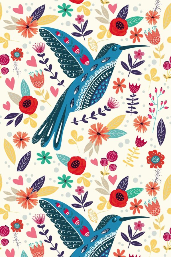 Pattern repeat of Vivid Nordic Canopy removable wallpaper design