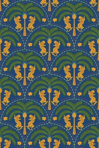 Blue animal art deco self-adhesive wallpaper by Fancy Walls