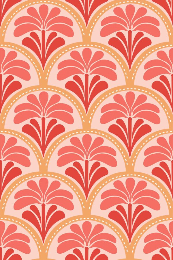 Coral Art Deco Wallpaper