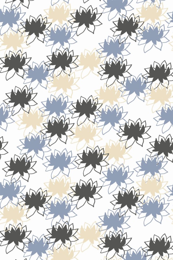 Pattern repeat of Water lily removable wallpaper design