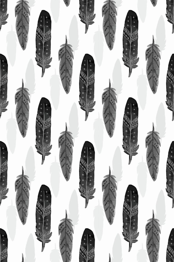 Pattern repeat of Watercolor feather removable wallpaper design