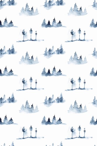 Pattern repeat of Watercolor forest removable wallpaper design