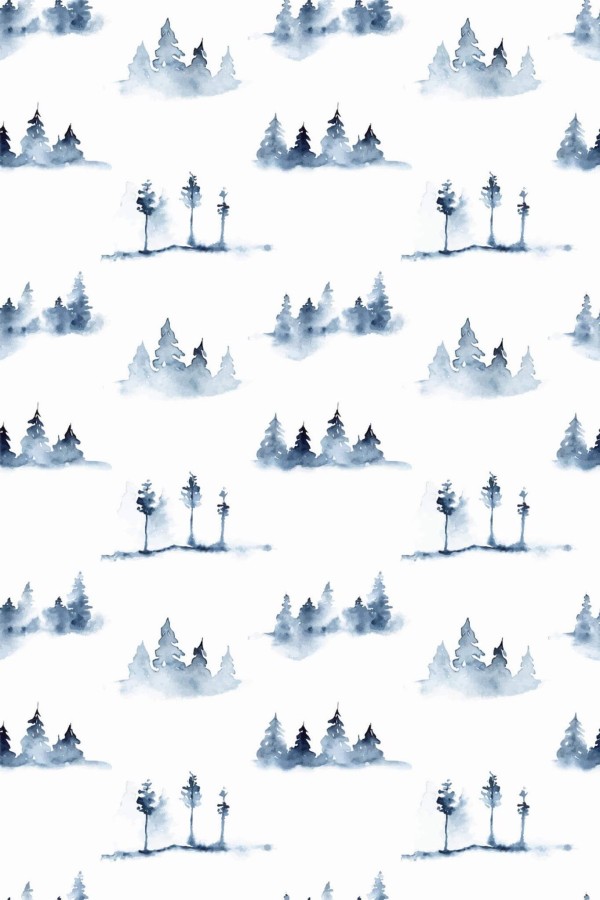 Pattern repeat of Watercolor forest removable wallpaper design