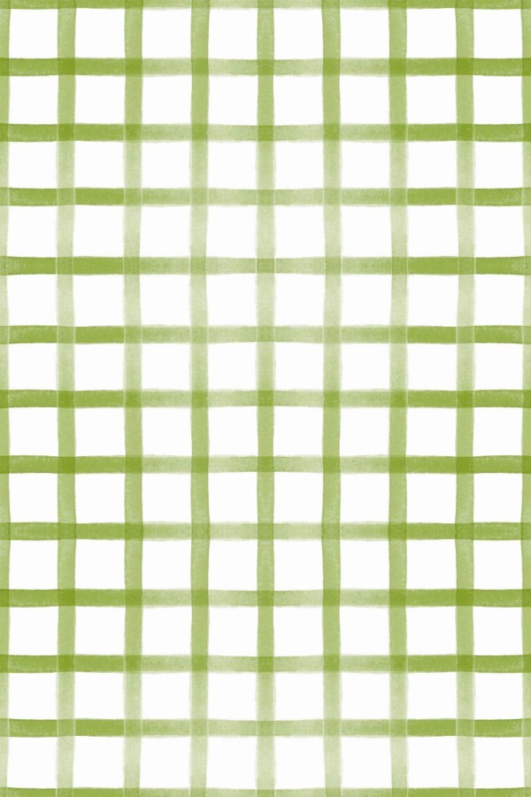 Pattern repeat of Watercolor green gingham removable wallpaper design