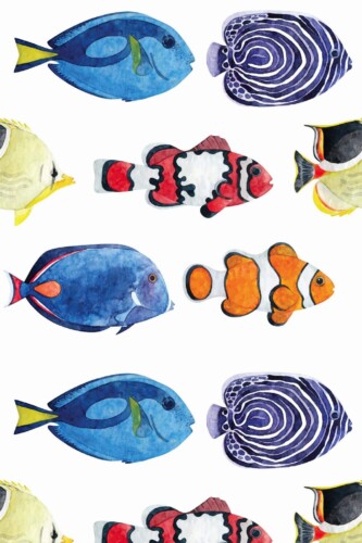 Pattern repeat of Watercolor pisces removable wallpaper design