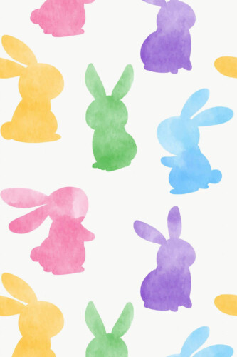 Pattern repeat of Watercolor rabbit removable wallpaper design