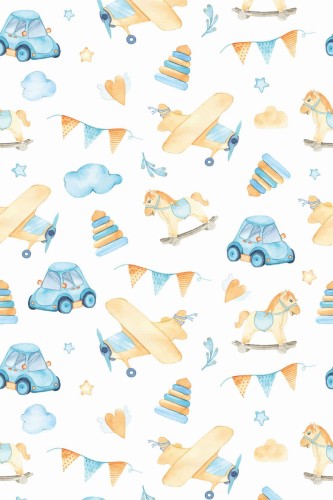 Pattern repeat of Watercolor toy removable wallpaper design