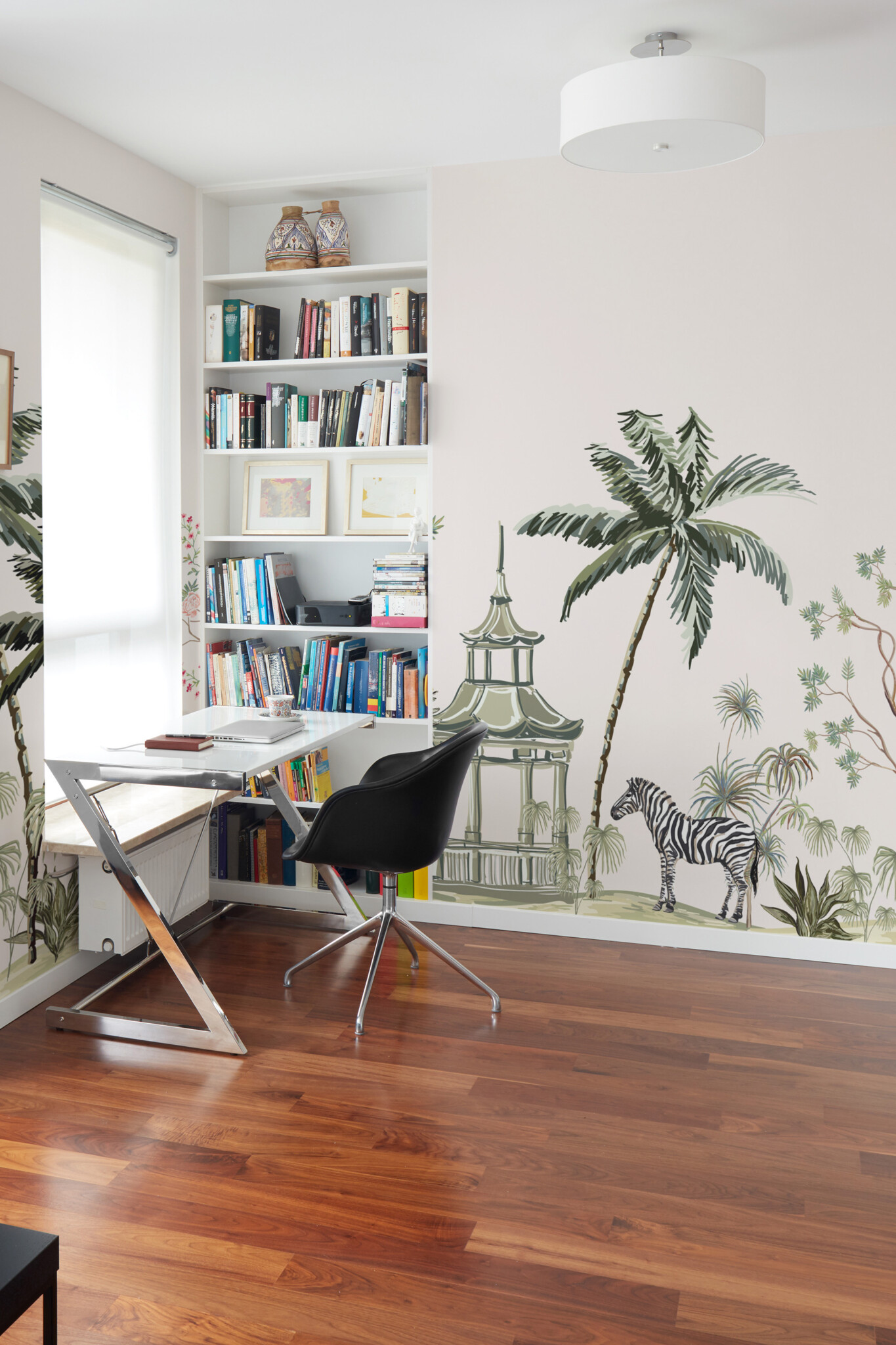 Fancy Walls watercolor palms and animals wall paper mural