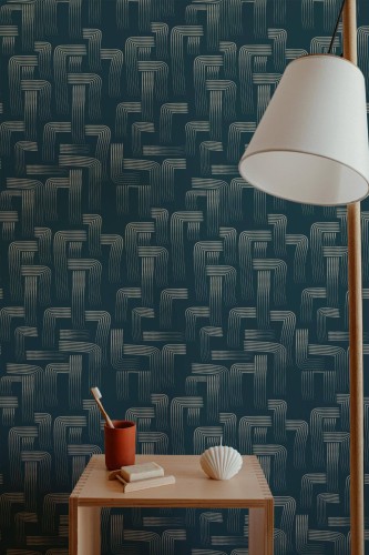 Minimal style bathroom decorated with Whimsical bathroom peel and stick wallpaper