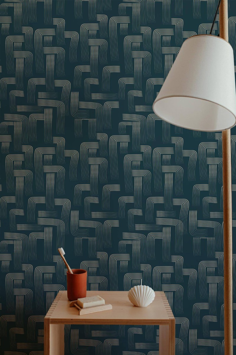 Minimal style bathroom decorated with Whimsical bathroom peel and stick wallpaper