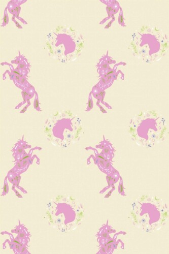 Pattern repeat of Whimsical Blush Unicorns removable wallpaper design