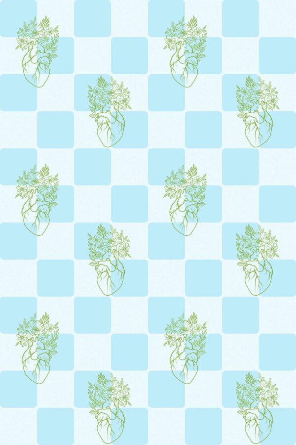 Artistic Blue Checkered Self-Adhesive Wallpaper
