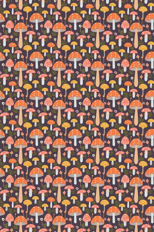 Traditional wallpaper design Retro Mushroom Mélange by Fancy Walls