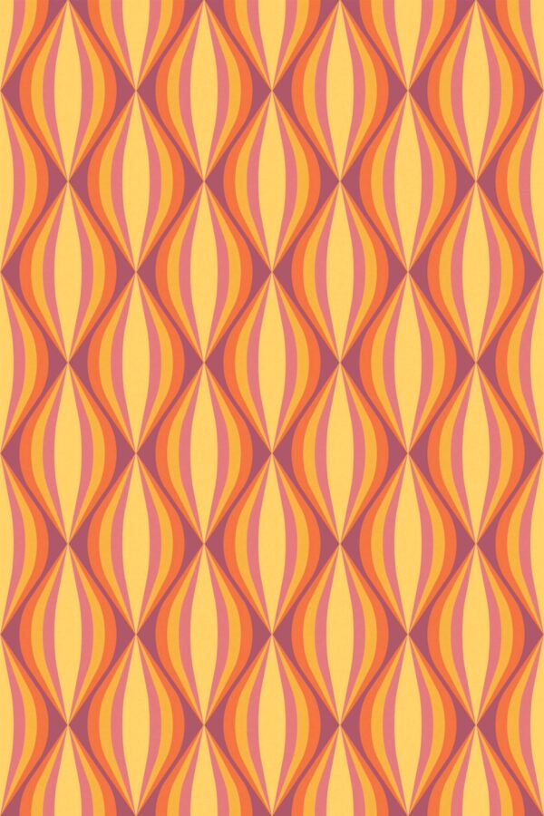 Traditional wallpaper in Zesty Retro Maze theme from Fancy Walls