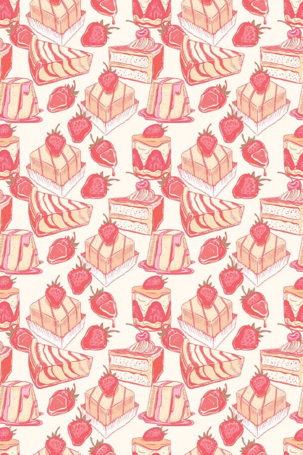 Wallpaper for walls featuring whimsical pink bakery elements from Fancy Walls