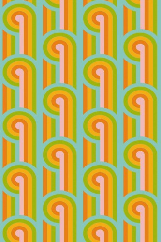 Pattern repeat of Whimsical retro removable wallpaper design