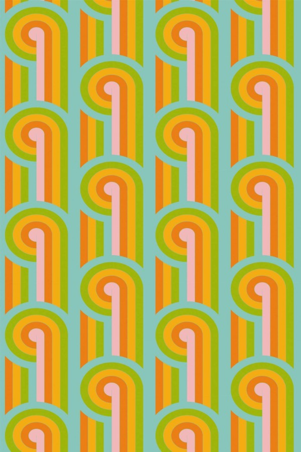 Pattern repeat of Whimsical retro removable wallpaper design