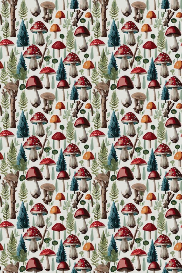 Colorful Mushroom Grove self-adhesive wallpaper by Fancy Walls