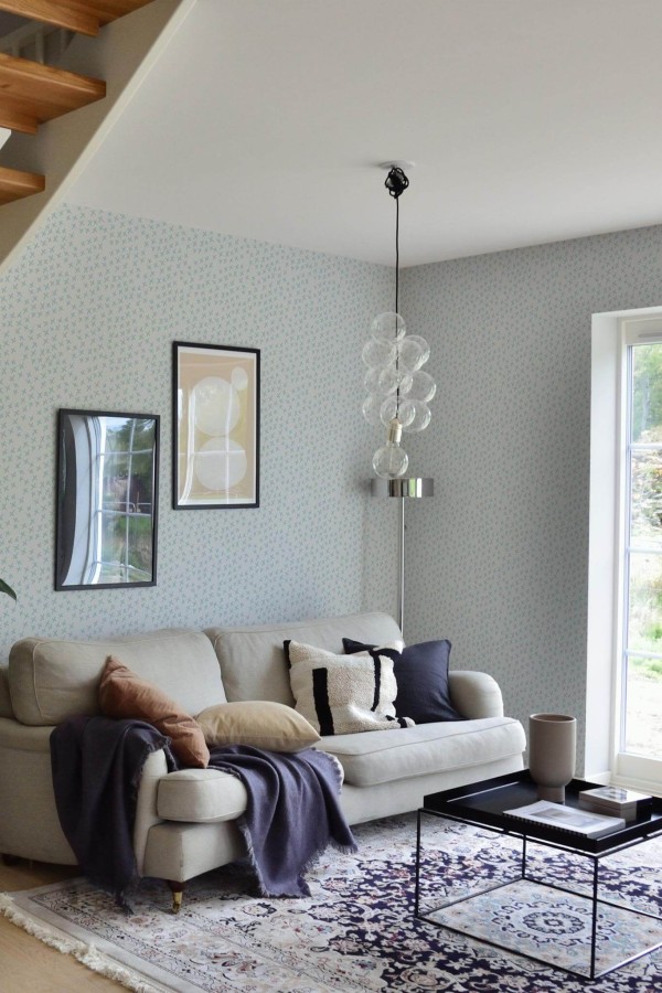 Contemporary style living room and kitchendecorated with Whimsical x cross pattern peel and stick wallpaper