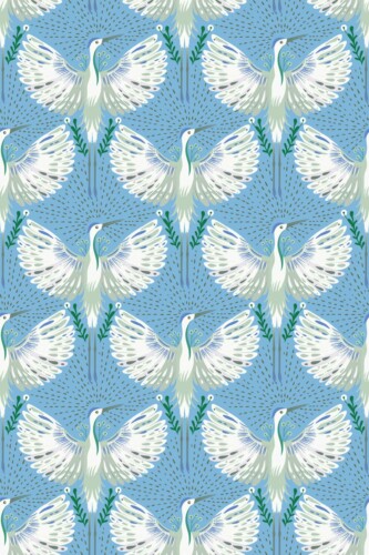 Light Blue Crane Bird unpasted wallpaper by Fancy Walls