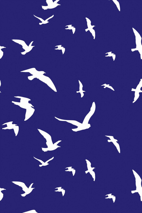 Pattern repeat of White birds removable wallpaper design