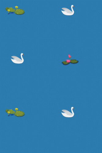 Pattern repeat of White swans removable wallpaper design