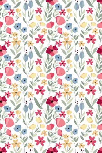 Pattern repeat of Wildflowers removable wallpaper design