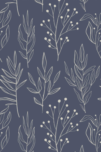 Pattern repeat of Winter leaf removable wallpaper design