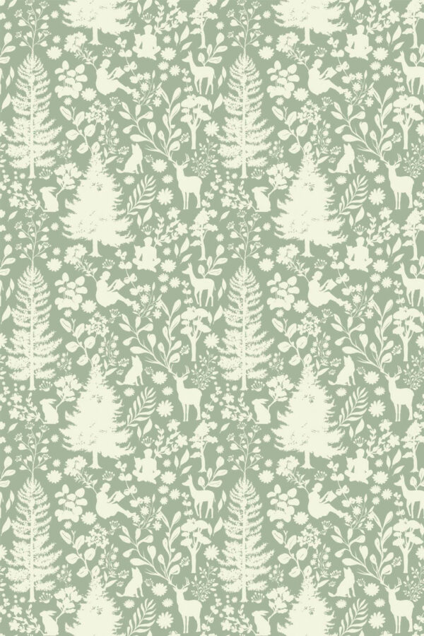 Pattern repeat of Woodland removable wallpaper design