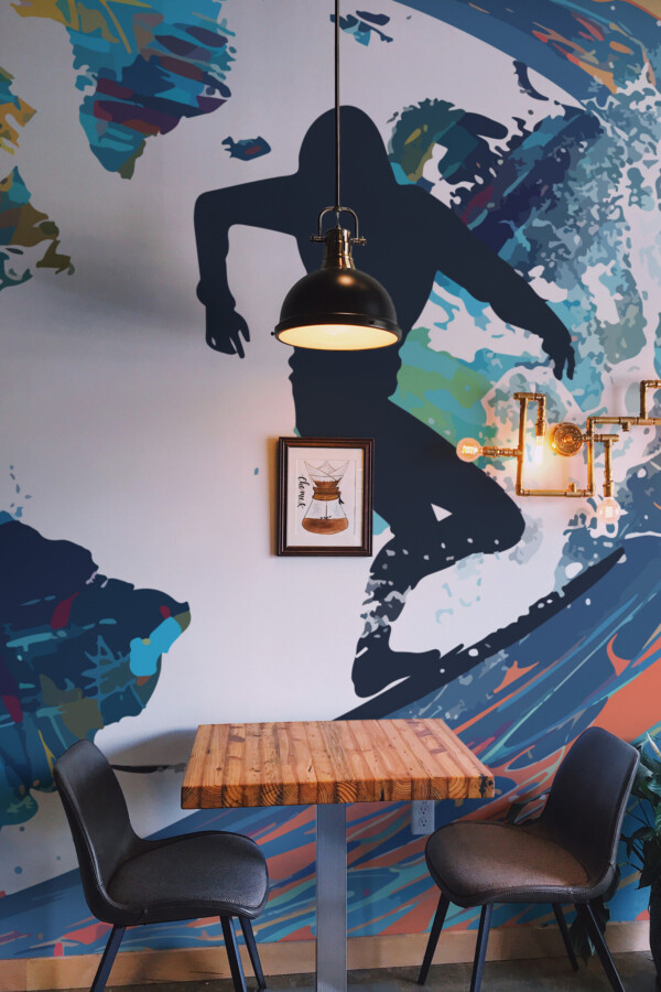 Fancy Walls blue surfing world wall paper mural