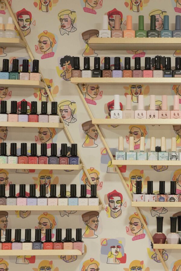 Beautiful faces on yellow background - self-adhesive wallpaper by Fancy Walls