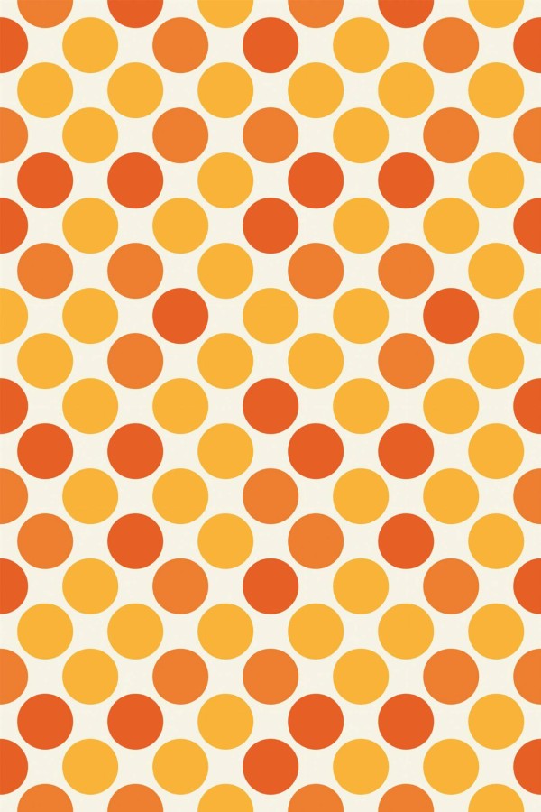 Pattern repeat of Yellow and orange polka dot removable wallpaper design