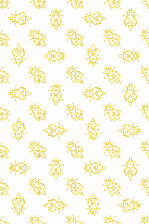 Pattern repeat of Yellow seamless bee removable wallpaper design