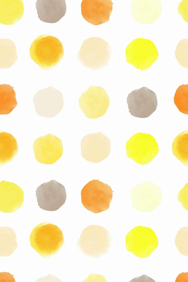 Pattern repeat of Yellow watercolor dots removable wallpaper design
