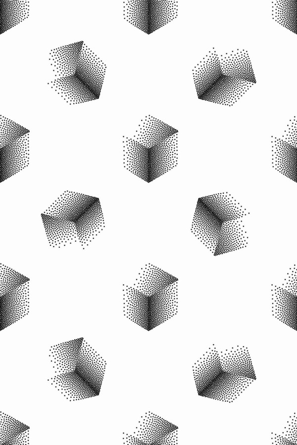 Pattern repeat of 3D cube removable wallpaper design