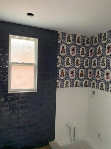 Vibrant Pup Portraits peel and stick wallpaper installed in guest room - review picture submitted by Jurgis