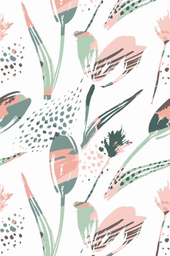 Pattern repeat of Abstract floral removable wallpaper design