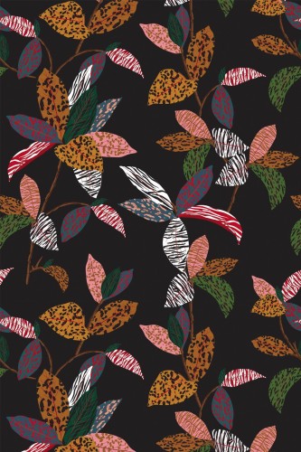 Pattern repeat of Animal print leaf removable wallpaper design