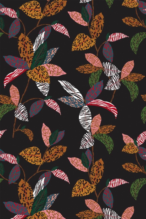 Pattern repeat of Animal print leaf removable wallpaper design