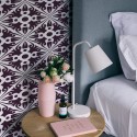 Rustic style bedroom decorated with Arabesque peel and stick wallpaper