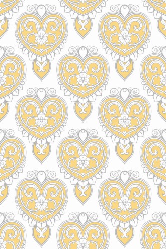 Pattern repeat of Art Deco heart removable wallpaper design