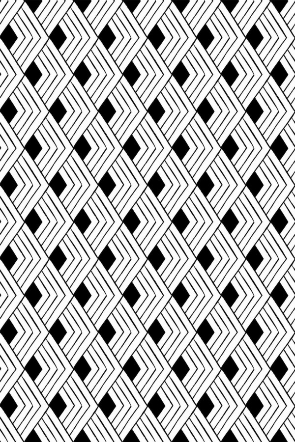 Pattern repeat of Art Deco rhombus removable wallpaper design