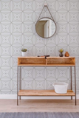 Contemporary style entryway decorated with Art deco star peel and stick wallpaper