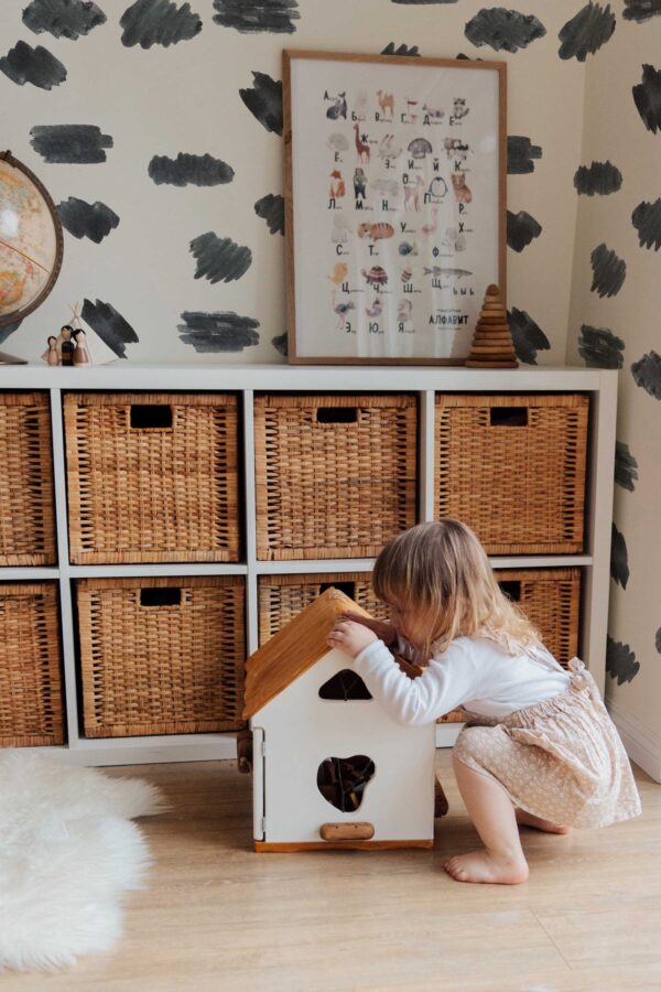 Fancy Walls peel and stick wallpaper with abstract black watercolor spots