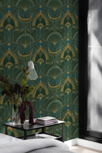 Made to Order green Geometric art deco wallpaper by Fancy Walls
