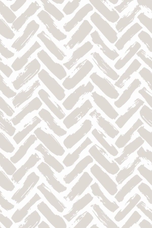 Pattern repeat of Beige brush stroke herringbone removable wallpaper design