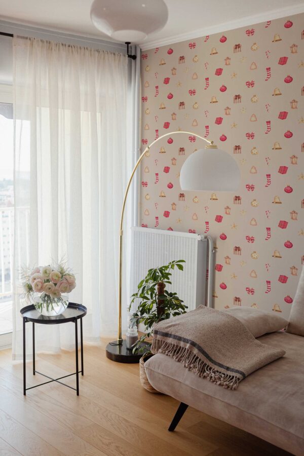 Removable wallpaper by Fancy Walls with playful Christmas motifs