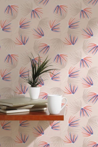 Scandinavian style accent wall decorated with Beige floral with accent peel and stick wallpaper