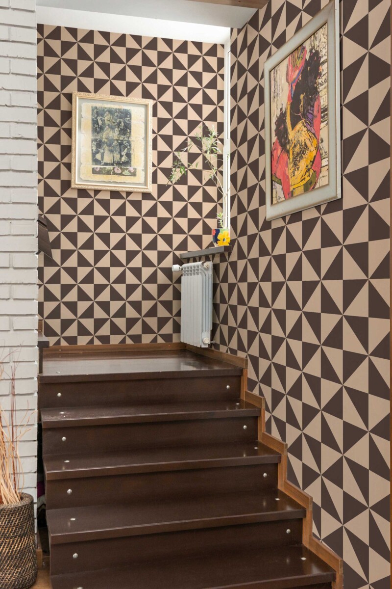Brown triangles Fancy Walls Peel and stick wallpaper